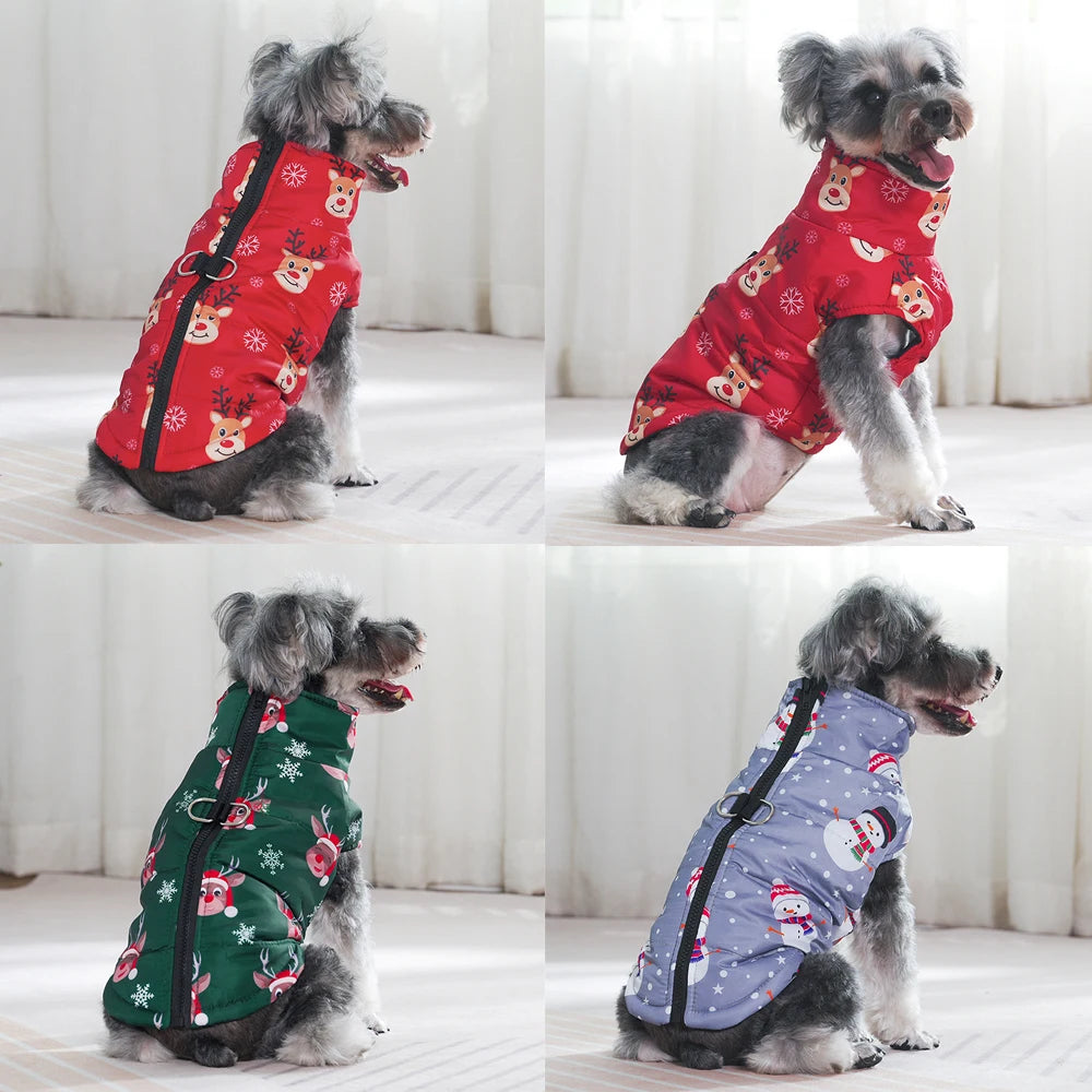 Christmas Print Dog Jacket with D-Ring – product photo 5