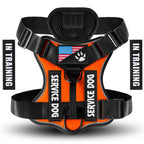 Reflective Service Dog Harness with 5 Patches - Orange
