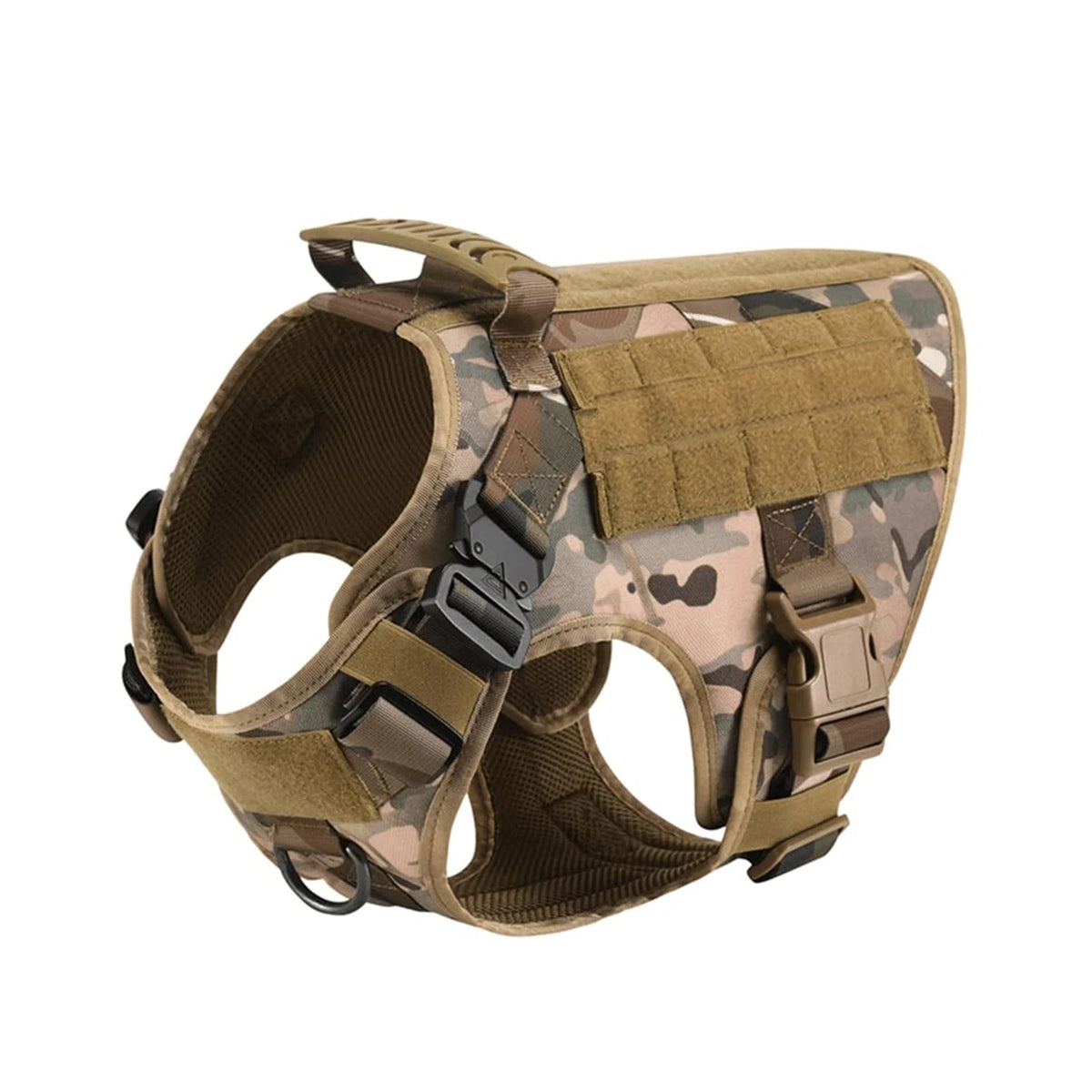 Tactical MOLLE Dog Harness Set with Pouches - Camo Harness