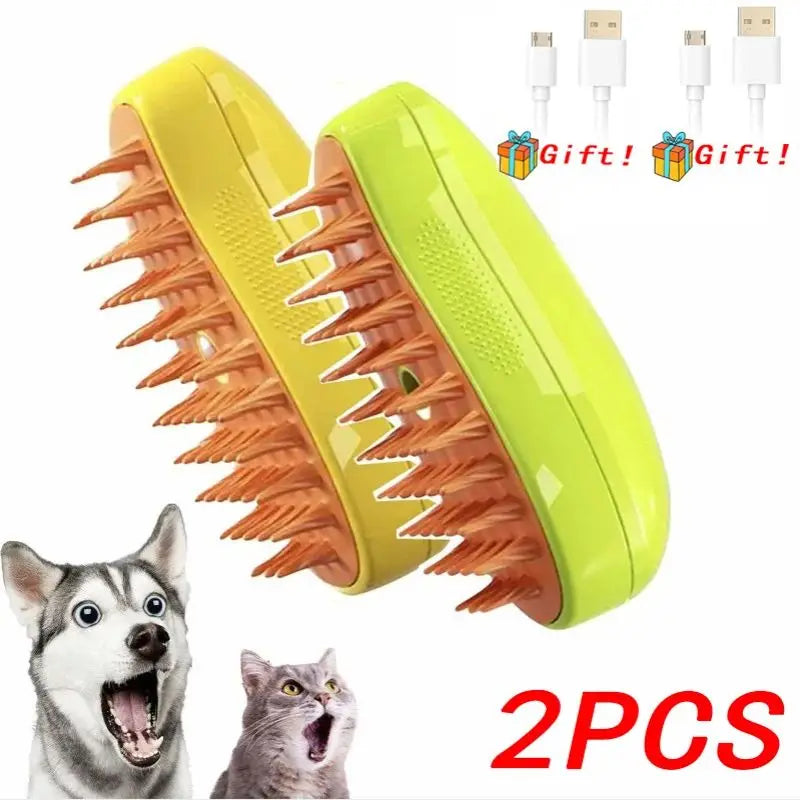 Steam Brush for Cats & Dogs – Spray Grooming & Massage