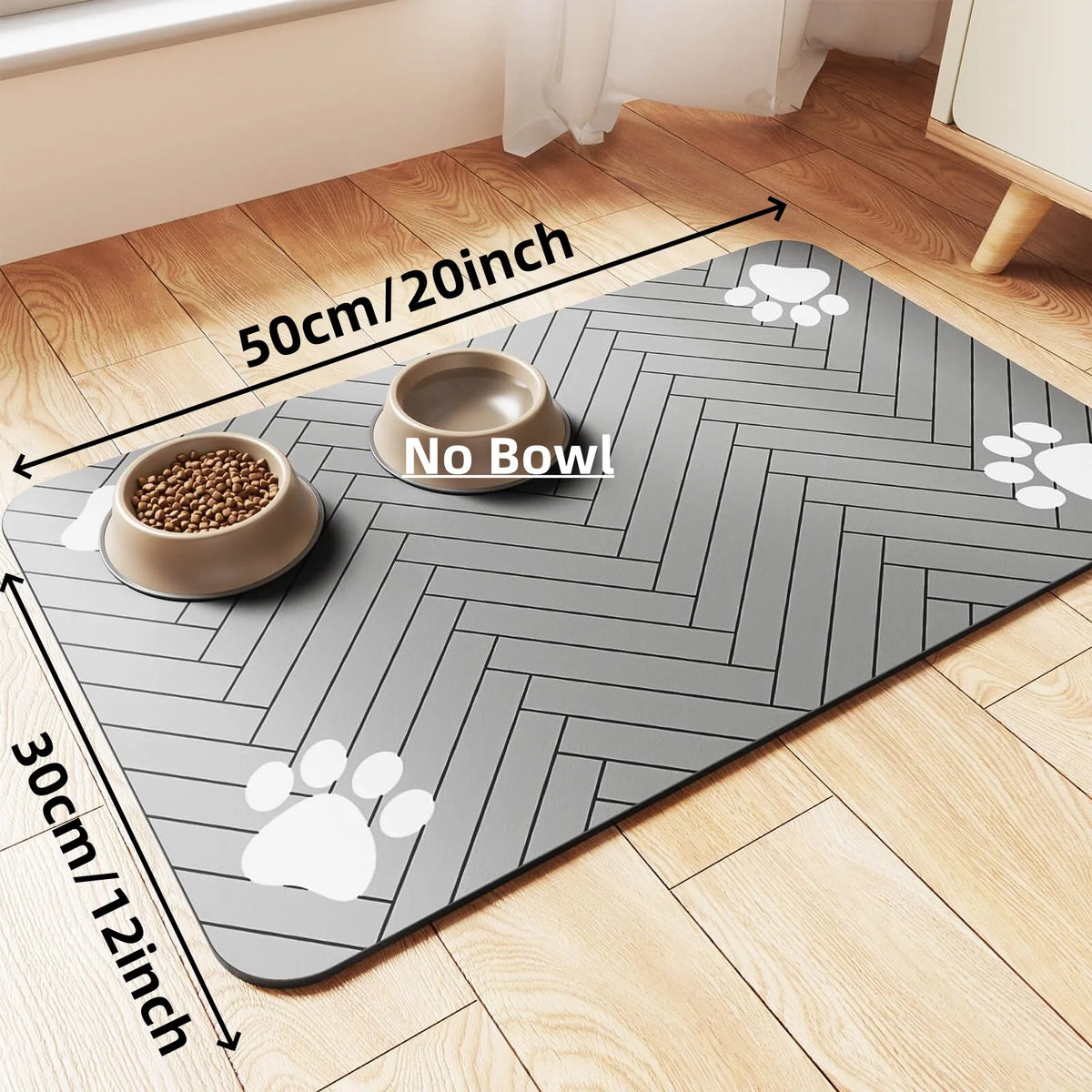 Absorbent Waterproof Pet Feeding Mat - Gray, 30 × 50 cm