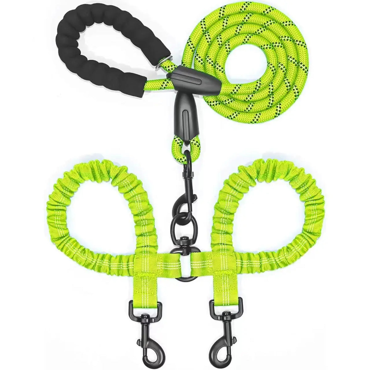 Tangle-Free Dual Dog Leash with 360° Swivel - Green