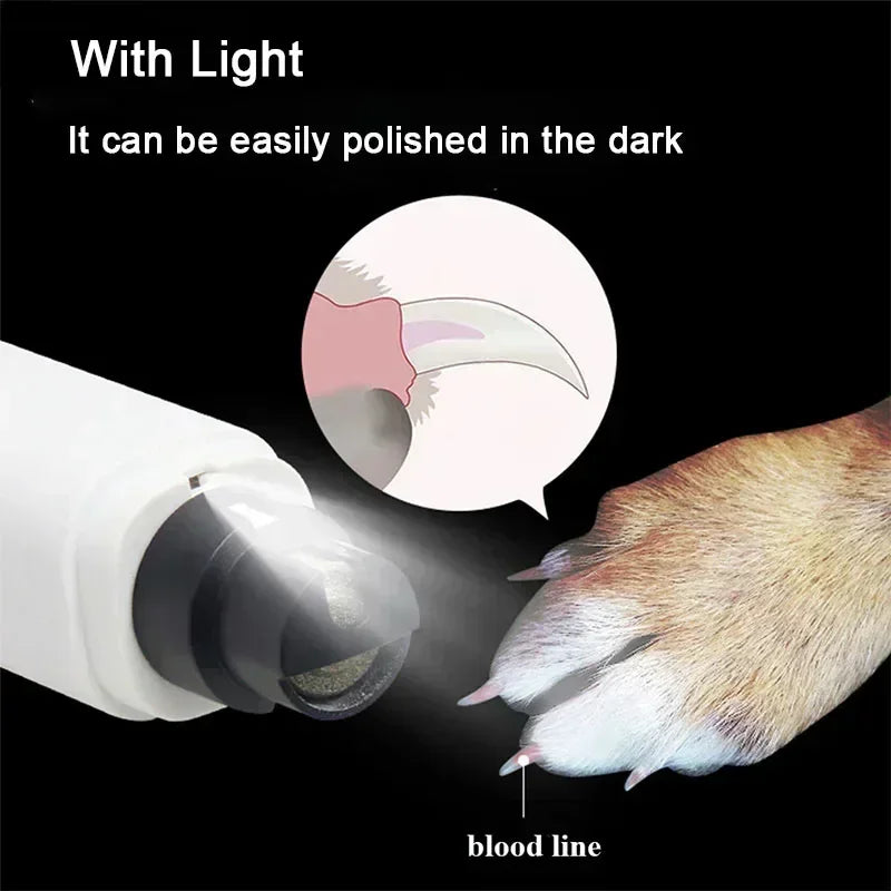 Quiet Dog & Cat Nail Grinder – Rechargeable with LED Light