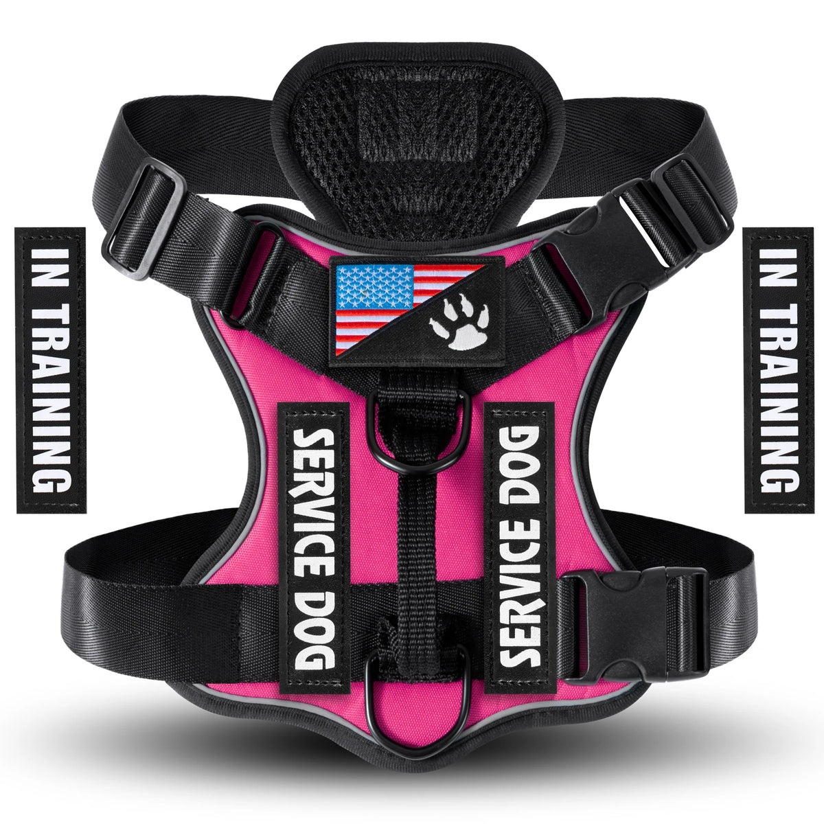 Reflective Service Dog Harness with 5 Patches - Light Red
