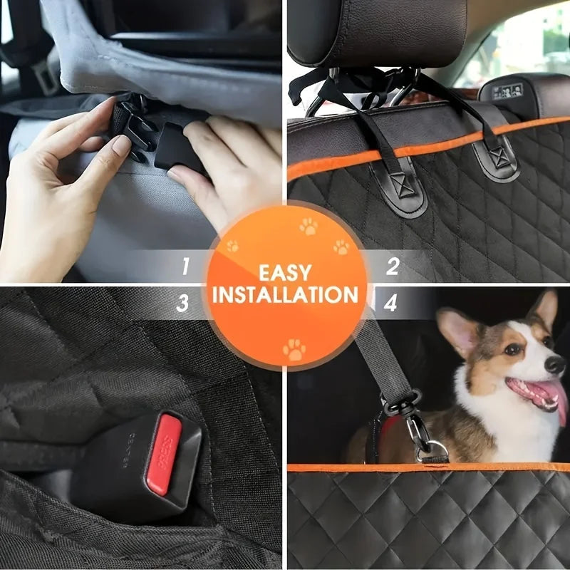 Waterproof Dog Car Seat Cover – Back Seat Hammock with Mesh Window