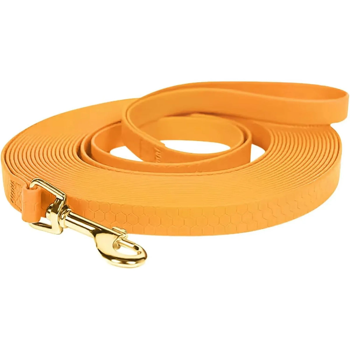 Waterproof PVC Dog Leash with Gold-Tone Buckle - Orange