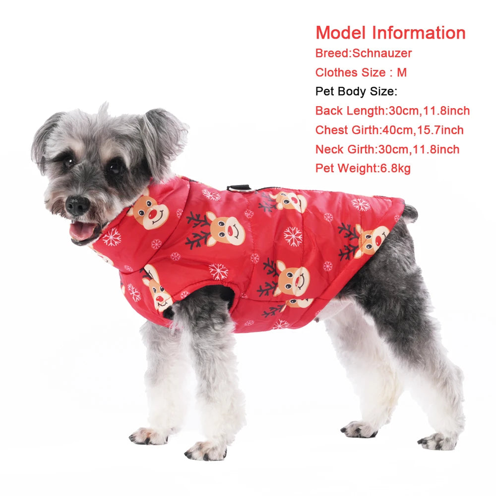 Christmas Print Dog Jacket with D-Ring – product photo 4