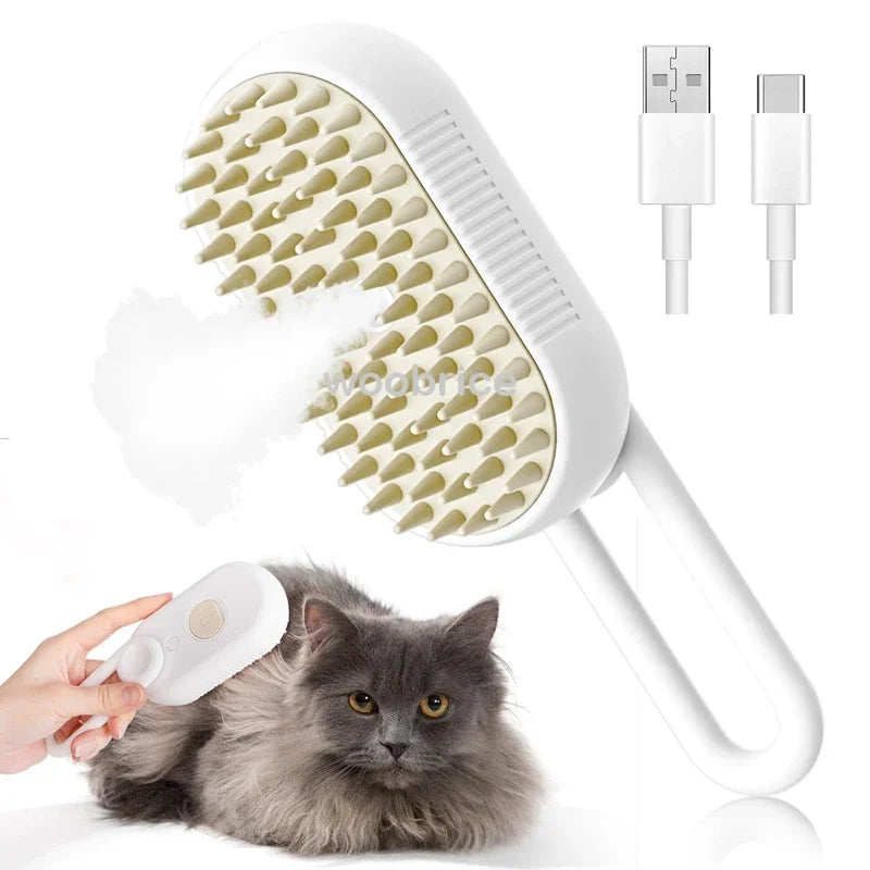 Steam Brush for Cats & Dogs – Spray Grooming & Massage