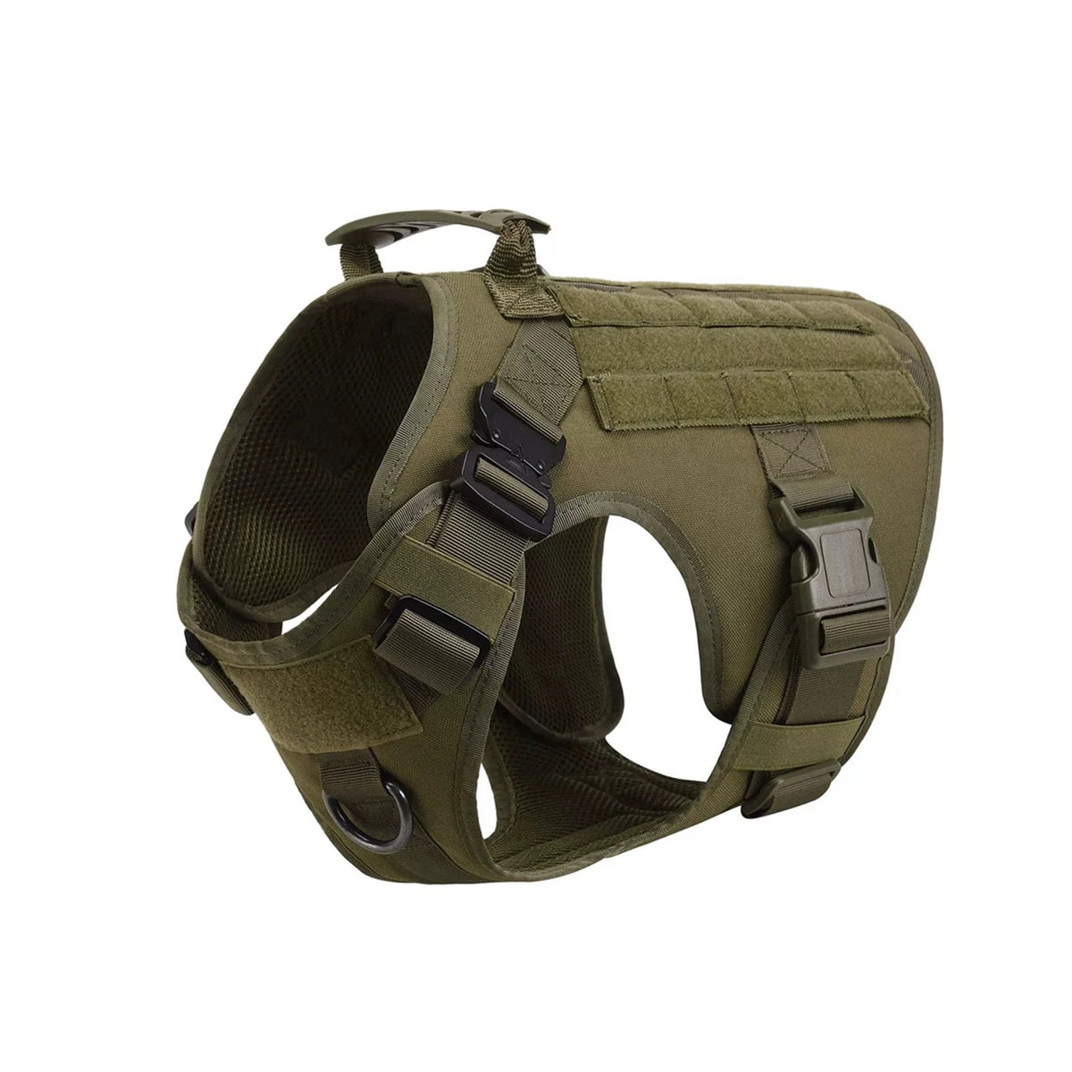 Tactical MOLLE Dog Harness Set with Pouches - Green Harness