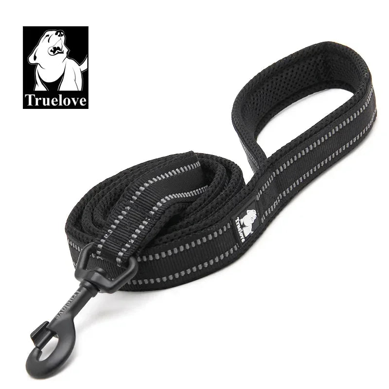 Neoprene-Padded Reflective Dog Leash - Black