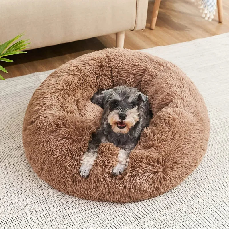 Calming Donut Bed for Dogs & Cats – Fluffy Plush