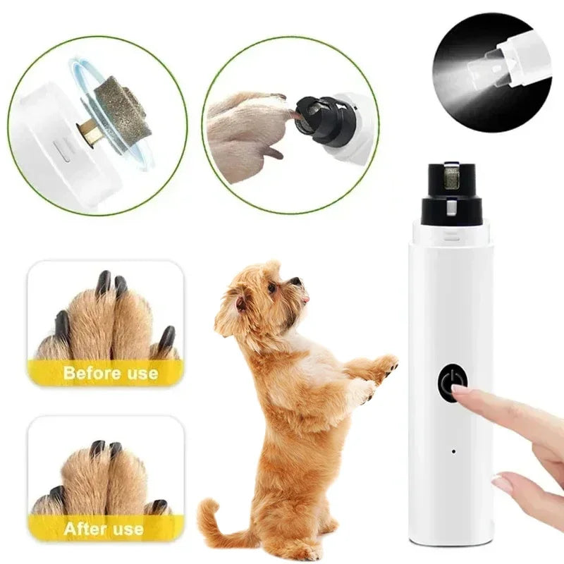 Quiet Dog & Cat Nail Grinder – Rechargeable with LED Light