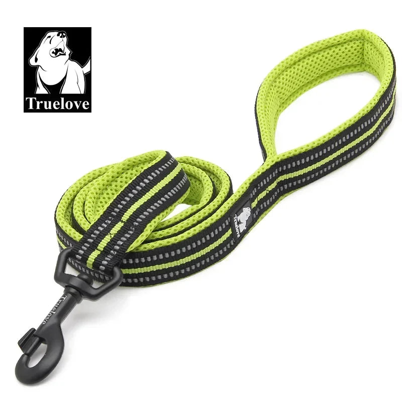 Neoprene-Padded Reflective Dog Leash - Neon Yellow