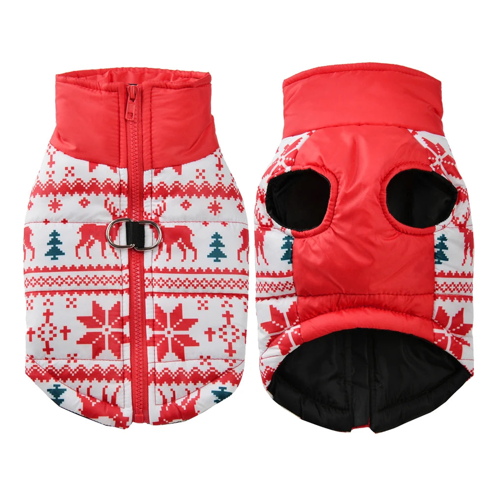 Christmas Print Dog Jacket with D-Ring – product photo 8