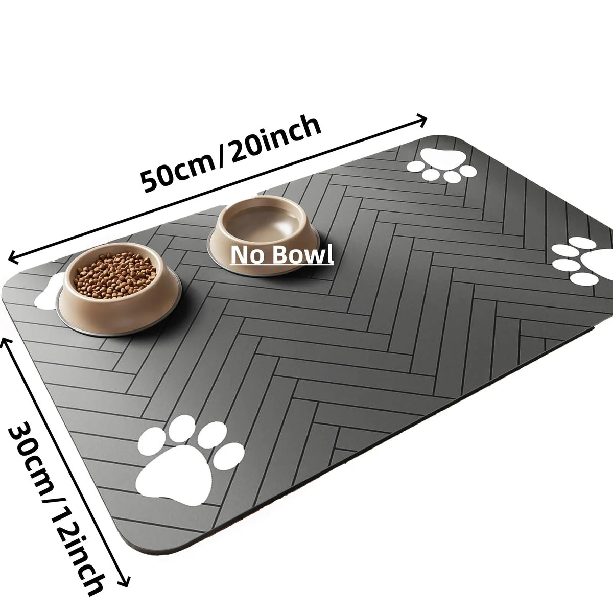 Absorbent Waterproof Pet Feeding Mat - Black, 30 × 50 cm