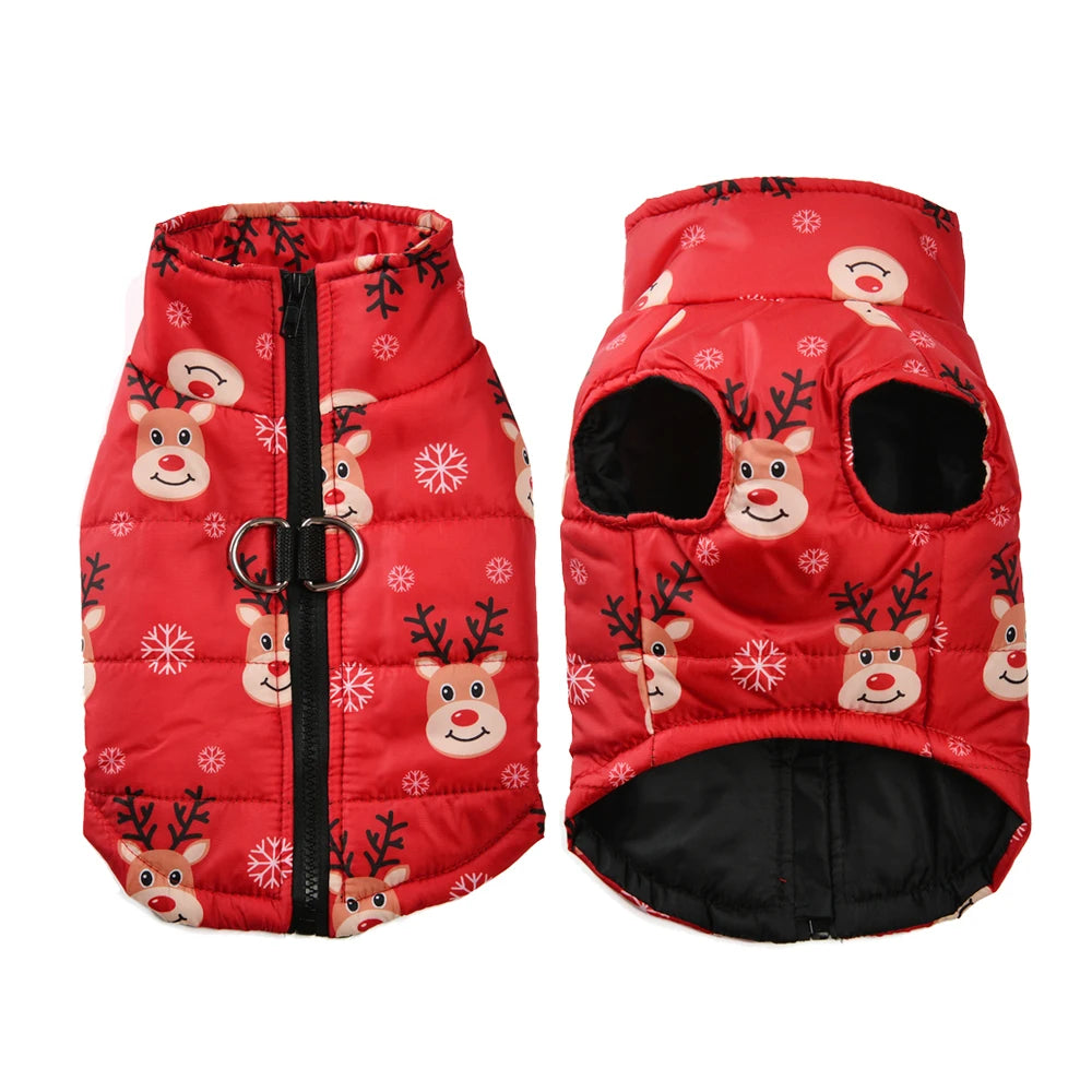 Christmas Print Dog Jacket with D-Ring – product photo 3