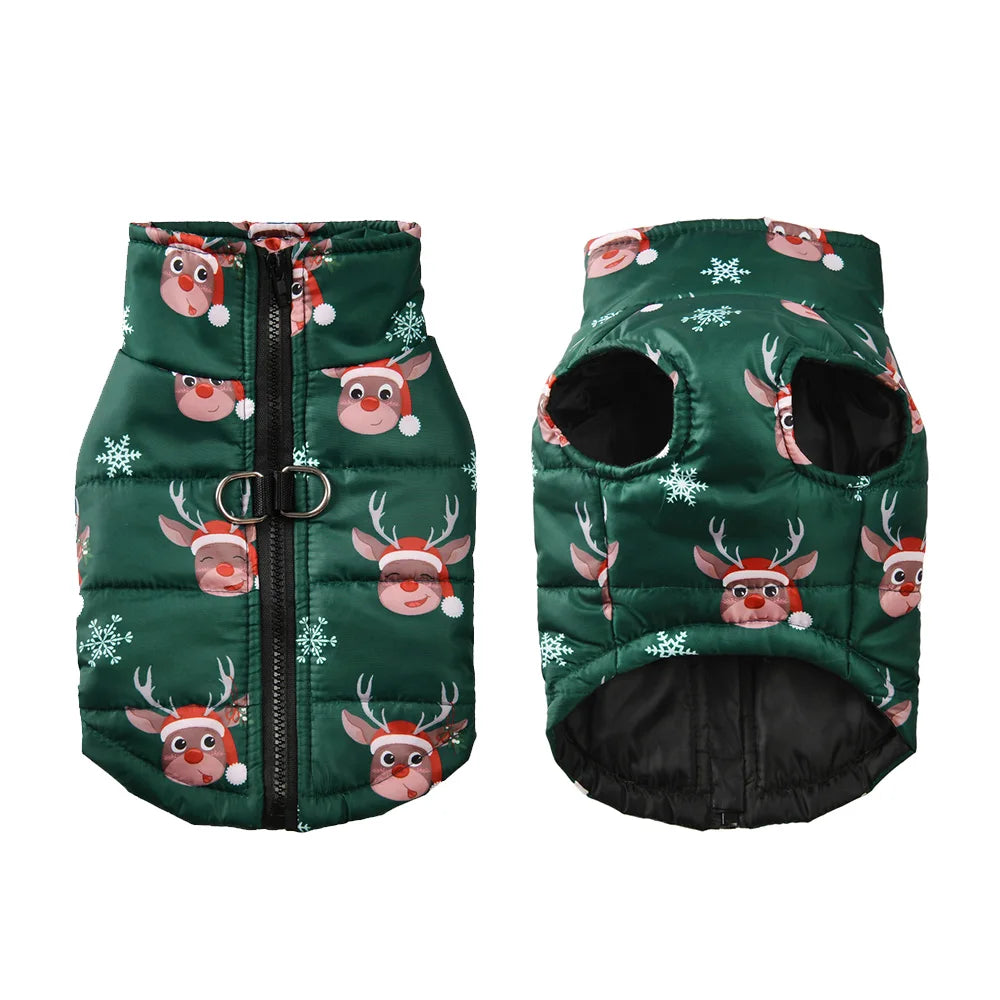 Christmas Print Dog Jacket with D-Ring – product photo 9