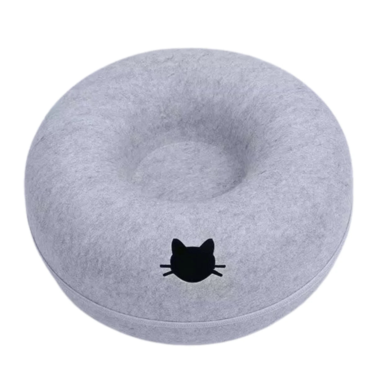 2-in-1 Felt Cat Tunnel Bed – Donut Cave & Play Tunnel