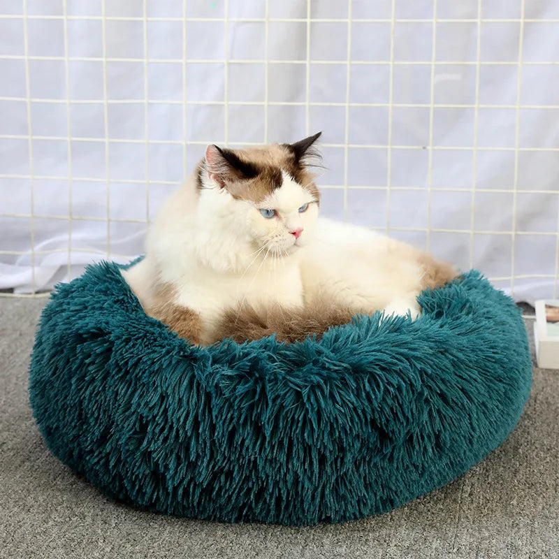Calming Donut Bed for Dogs & Cats – Fluffy Plush