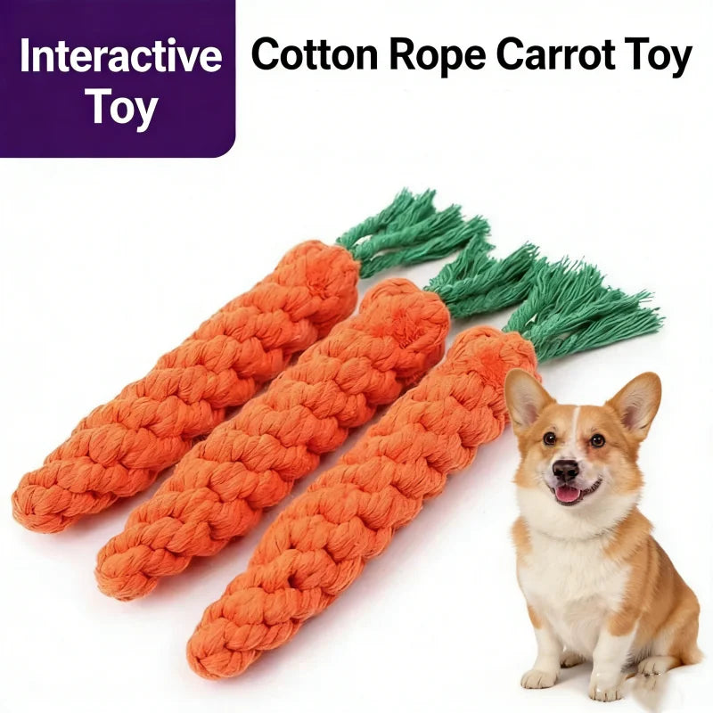 Braided Cotton Rope Carrot Chew Toy for Dogs