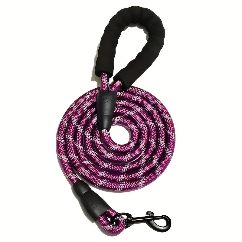 Reflective Dog Leash with Padded Handle - Purple