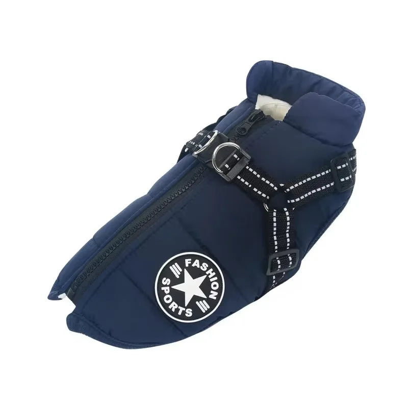 Waterproof Winter Dog Coat with Built-In Harness – Fleece-Lined