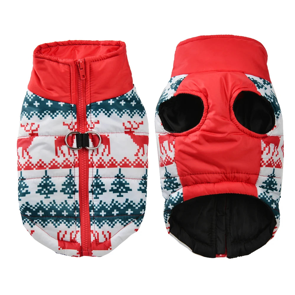 Christmas Print Dog Jacket with D-Ring – product photo 7