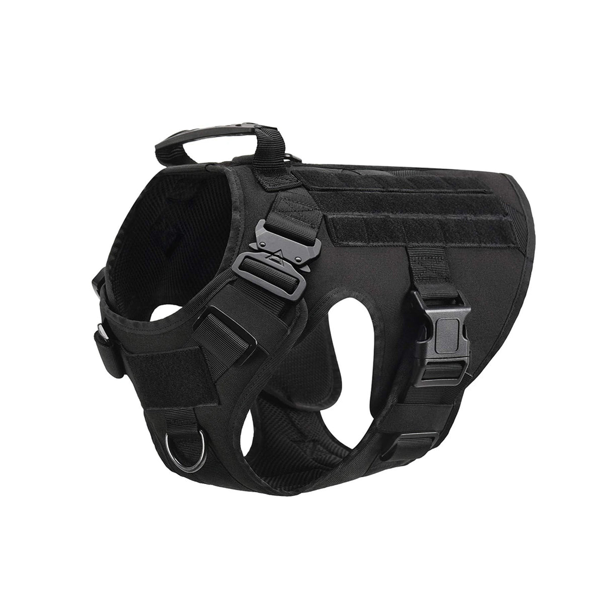 Tactical MOLLE Dog Harness Set with Pouches - Black Harness