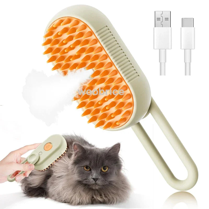 Steam Brush for Cats & Dogs – Spray Grooming & Massage