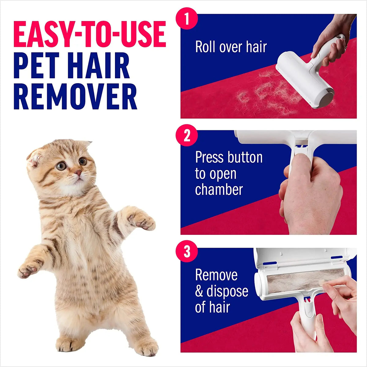 Reusable Pet Hair Remover Roller – Self-Cleaning, No Refills