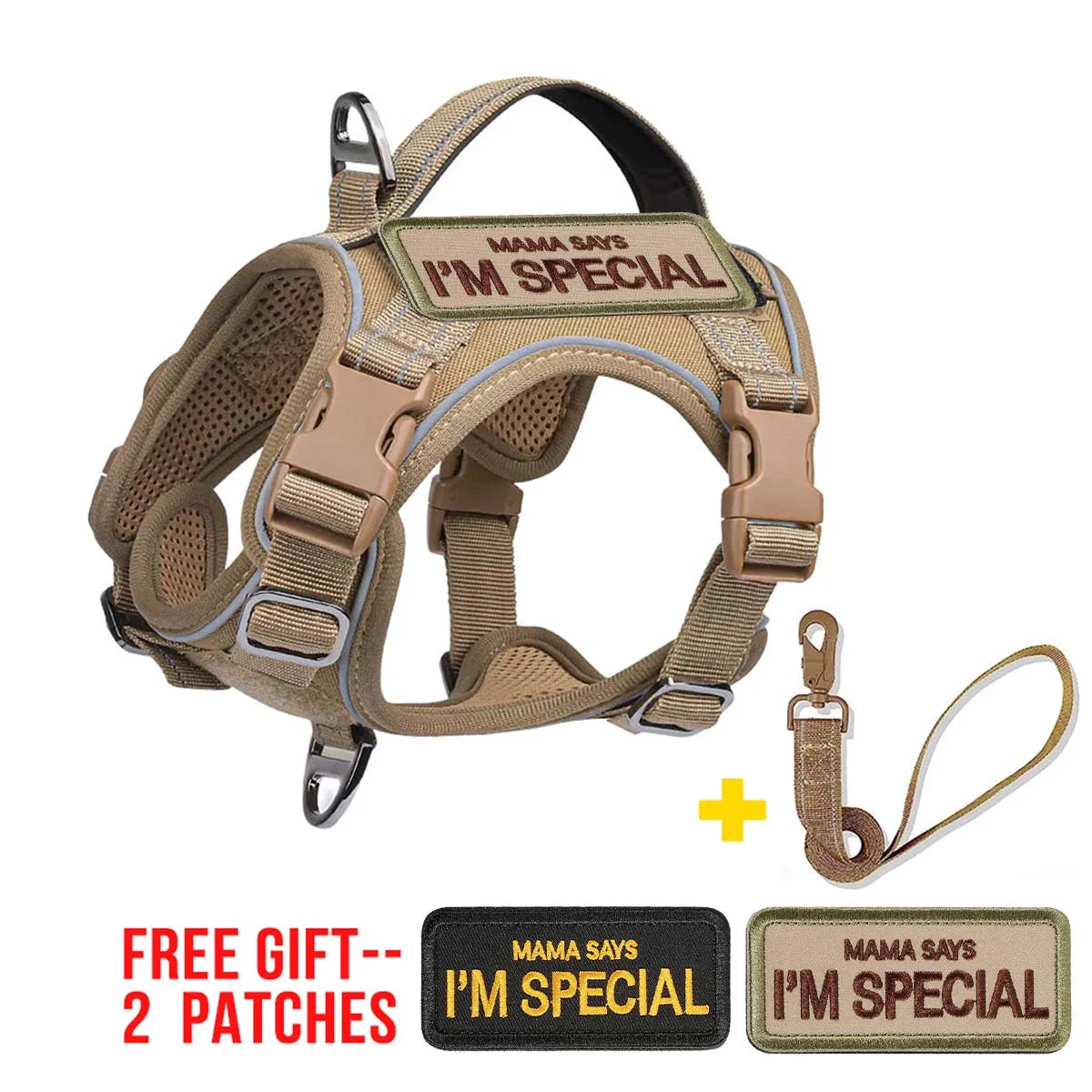 Tactical Harness for Small Dogs with Control Handle - Khaki Harness Set