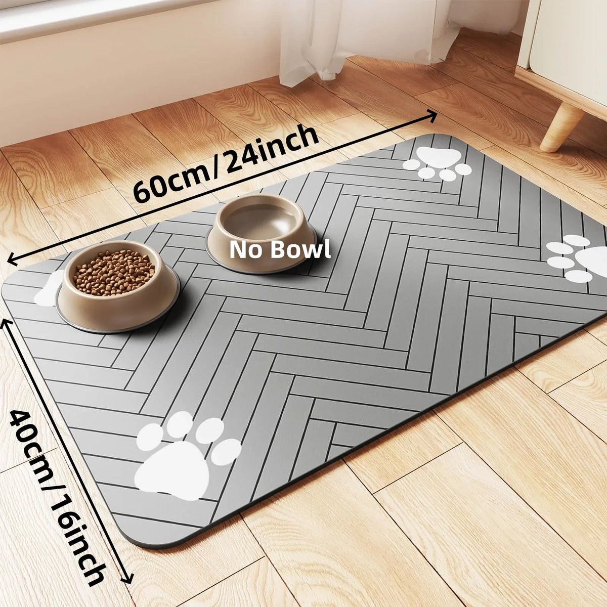 Absorbent Waterproof Pet Feeding Mat - Gray, 40 × 60 cm