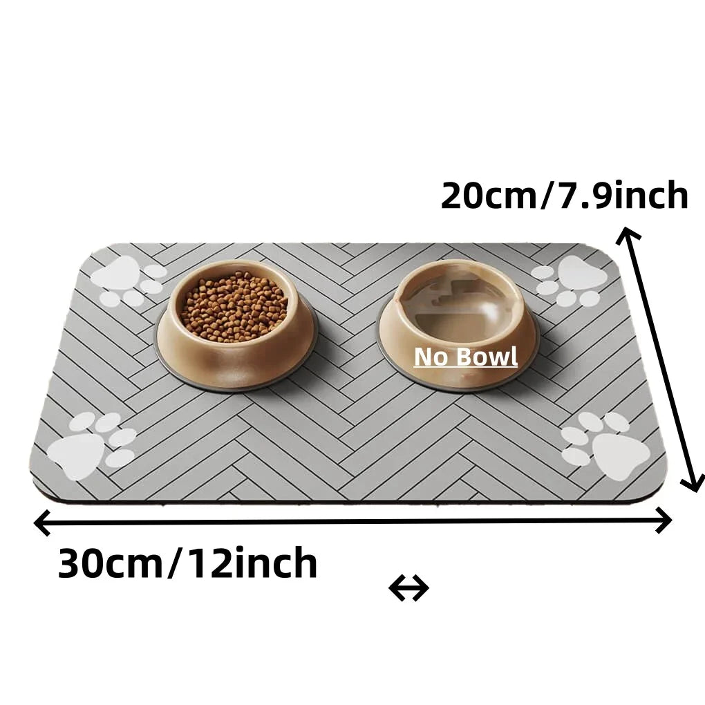 Absorbent Waterproof Pet Feeding Mat - Gray, 20 × 30 cm