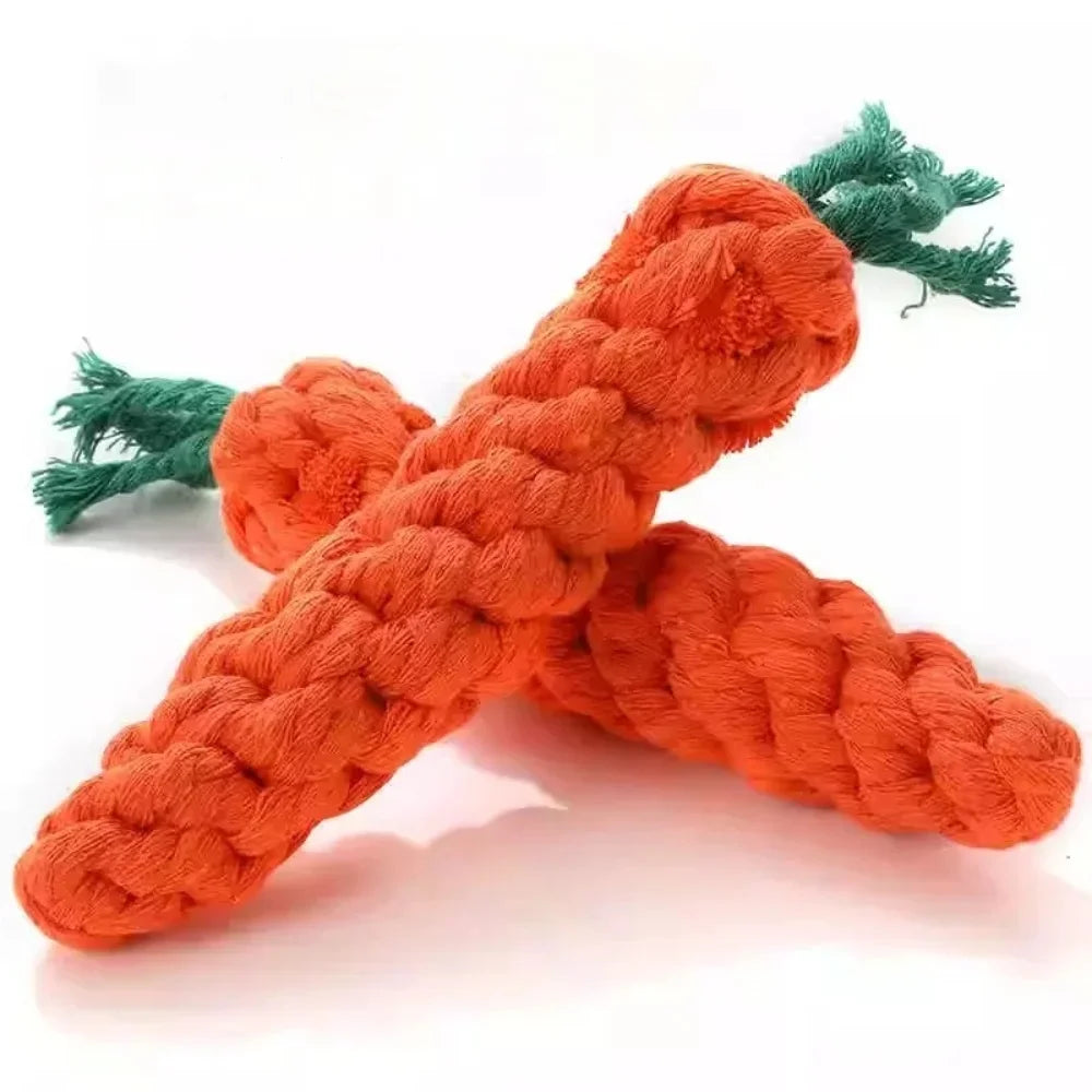 Braided Cotton Rope Carrot Chew Toy for Dogs