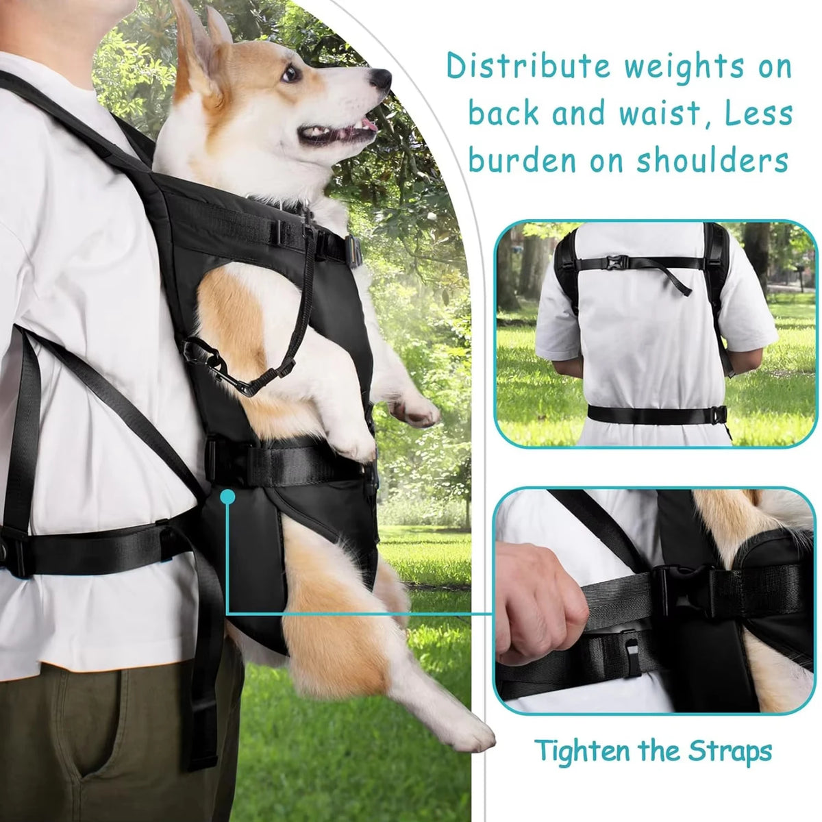 Hands-Free Front Dog Carrier Backpack – Legs-Out & Padded