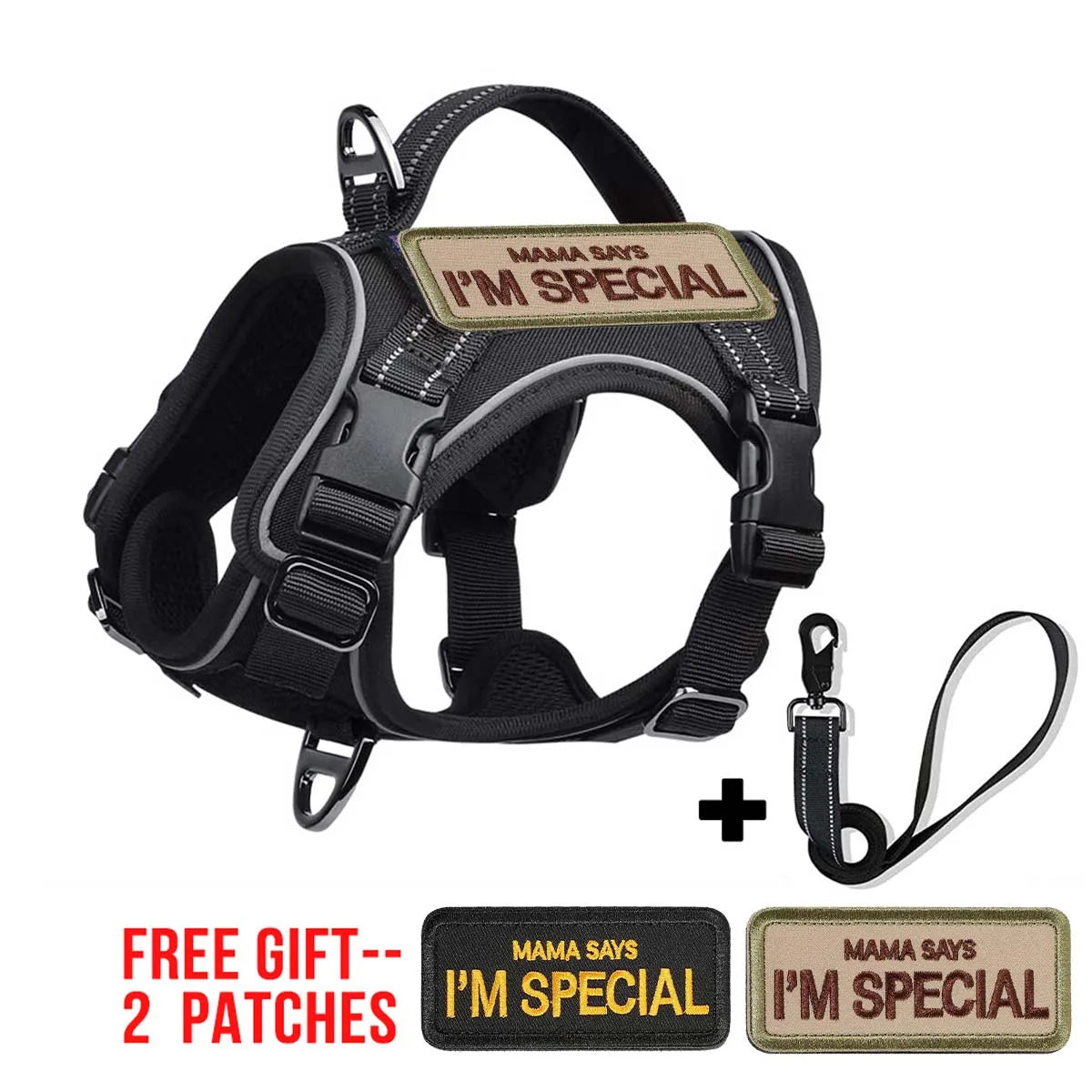 Tactical Harness for Small Dogs with Control Handle - Black Harness Set