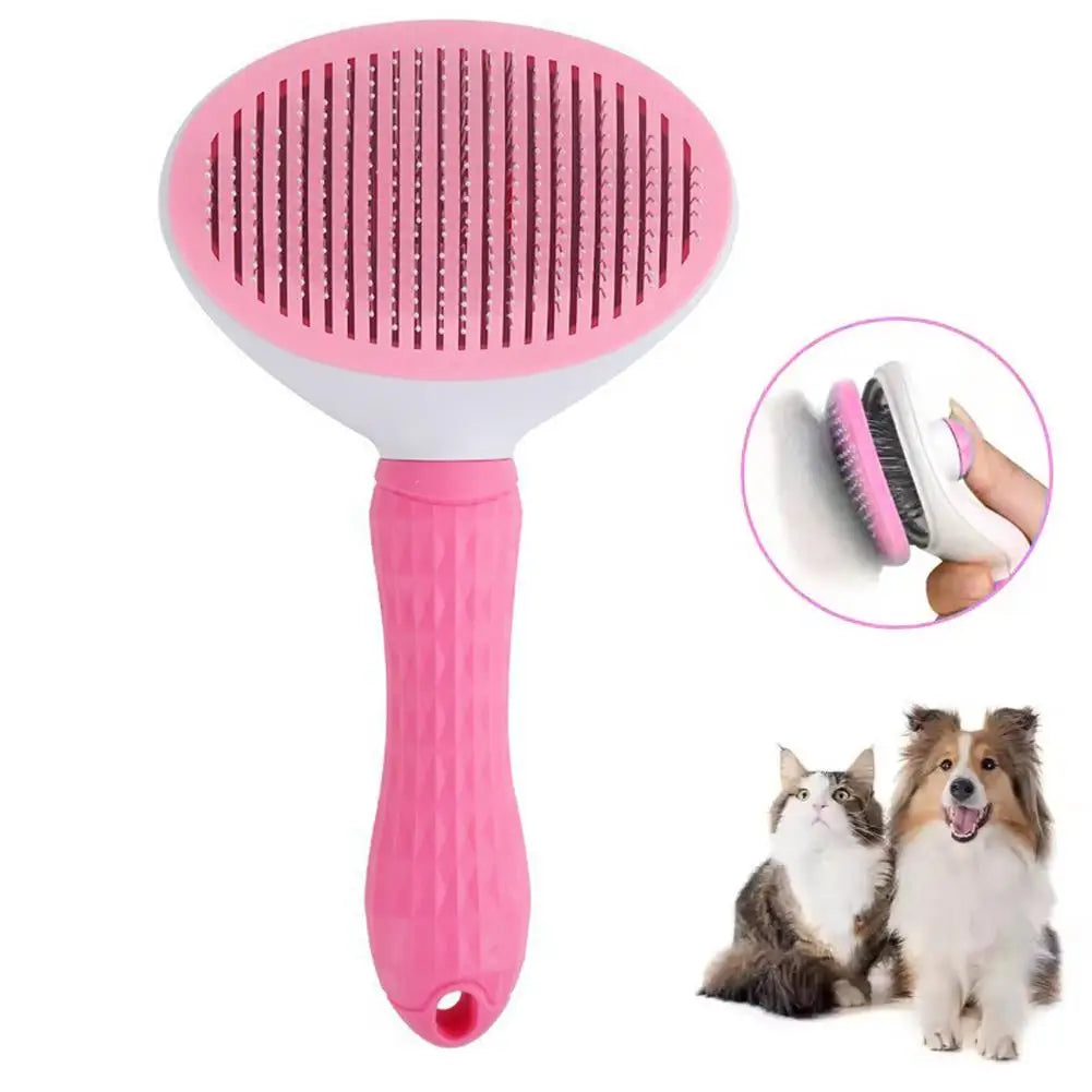 Self-Cleaning Pet Grooming Brush - Pink