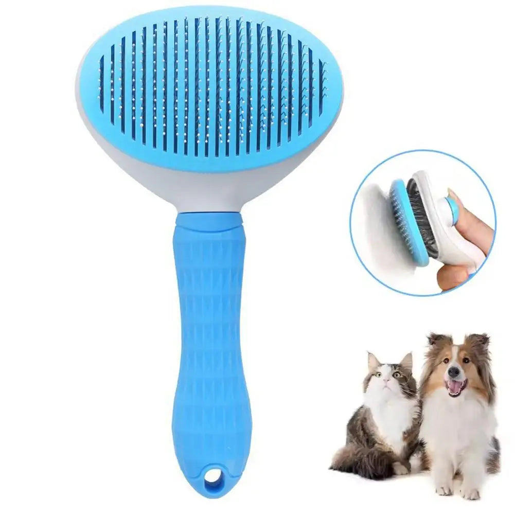 Self-Cleaning Pet Grooming Brush - Blue