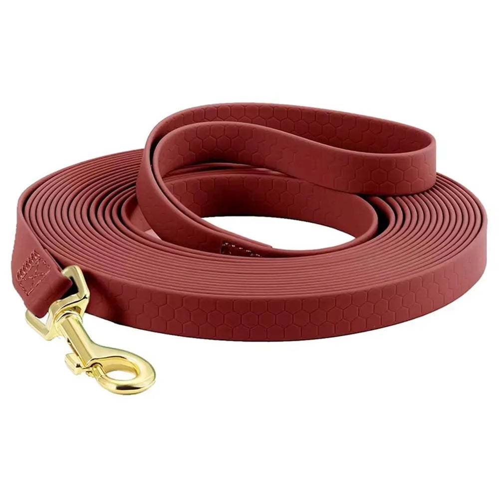 Waterproof PVC Dog Leash with Gold-Tone Buckle - Red