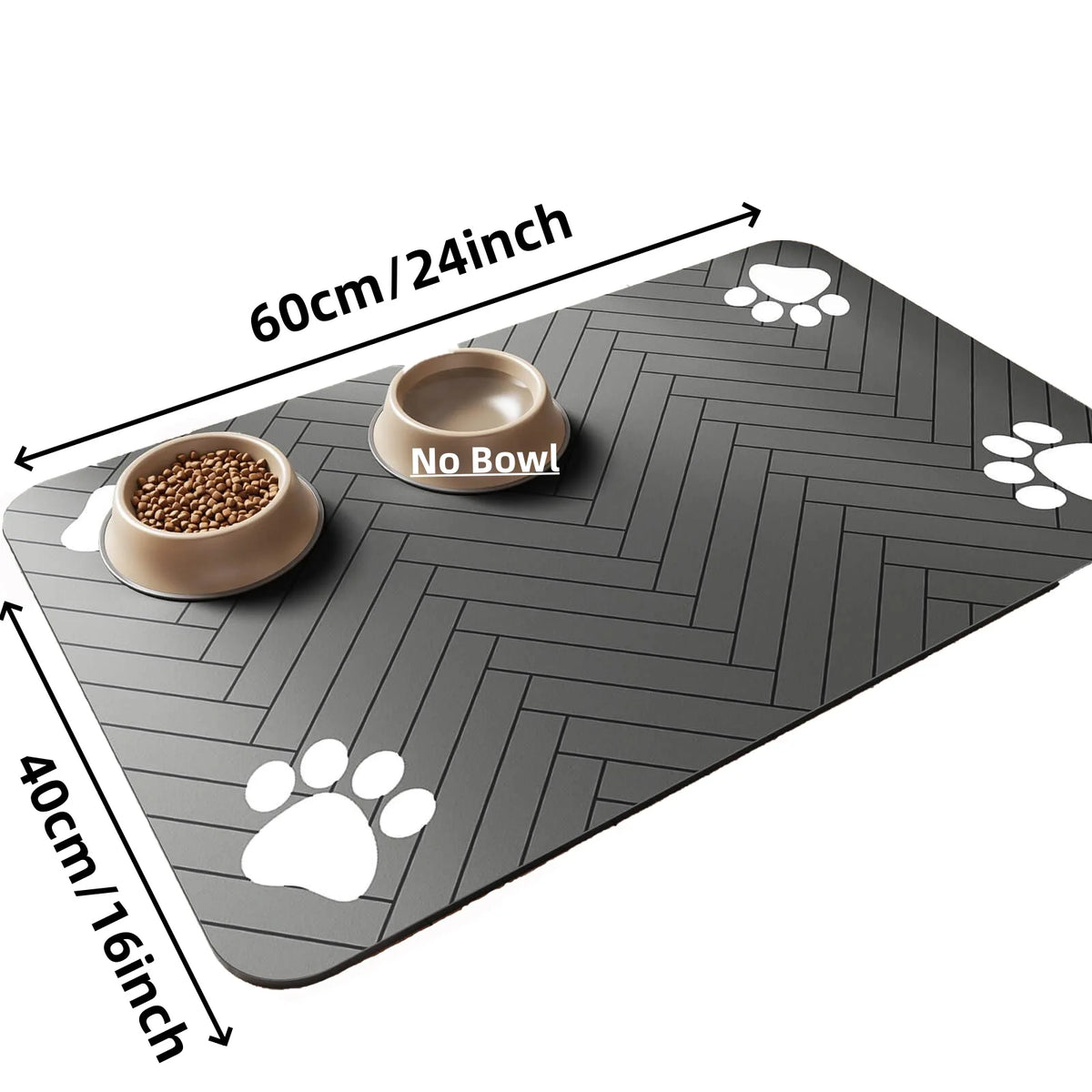 Absorbent Waterproof Pet Feeding Mat - Black, 40 × 60 cm