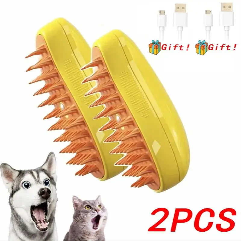 Steam Brush for Cats & Dogs – Spray Grooming & Massage