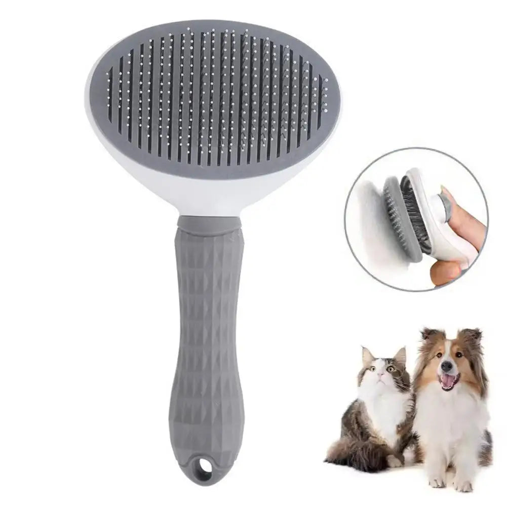 Self-Cleaning Pet Grooming Brush - Gray