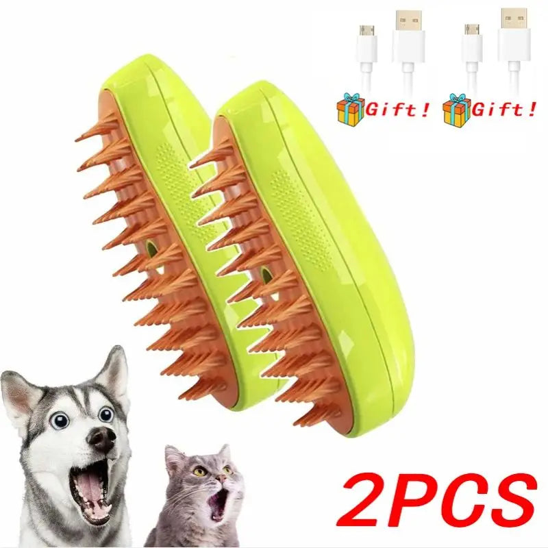 Steam Brush for Cats & Dogs – Spray Grooming & Massage