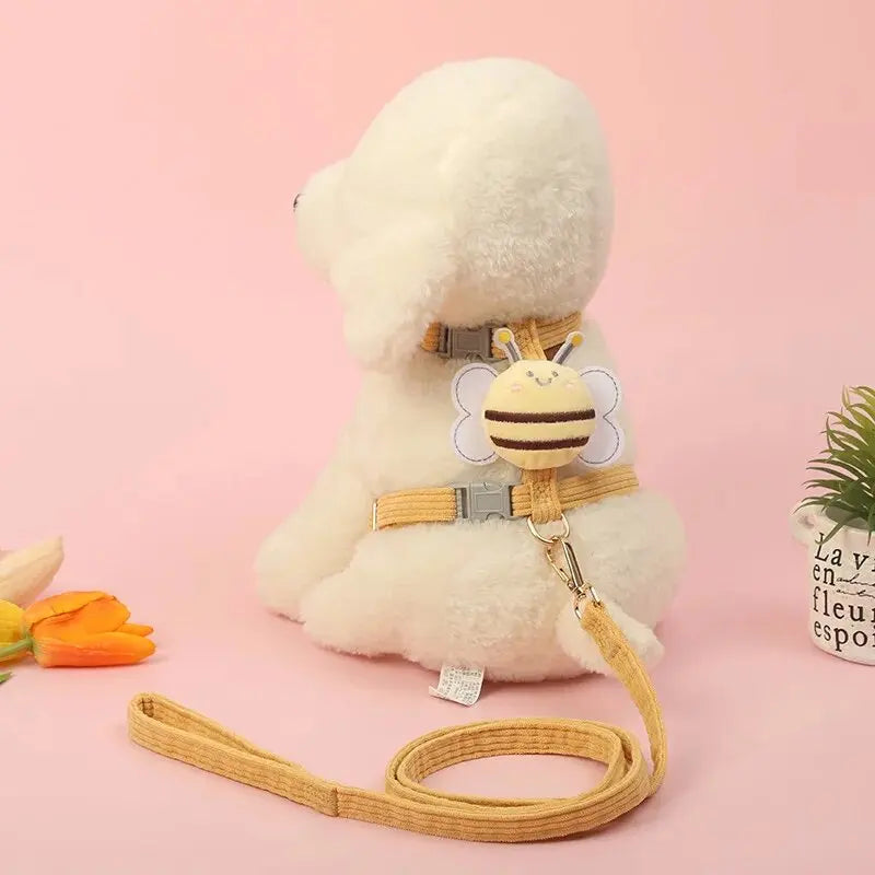 Cute Character Pet Harness & Leash Set – Adjustable for Cats & Small Dogs - YELLOW