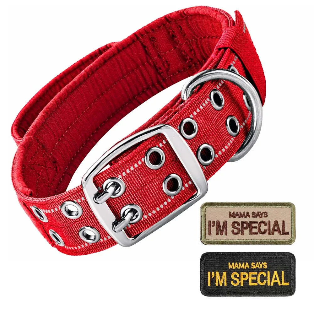 Heavy-Duty Tactical Dog Collar with Double Buckle - Red Collar