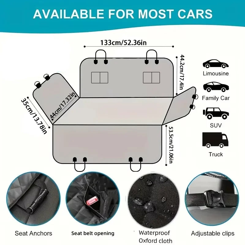 Waterproof Dog Car Seat Cover – Back Seat Hammock with Mesh Window