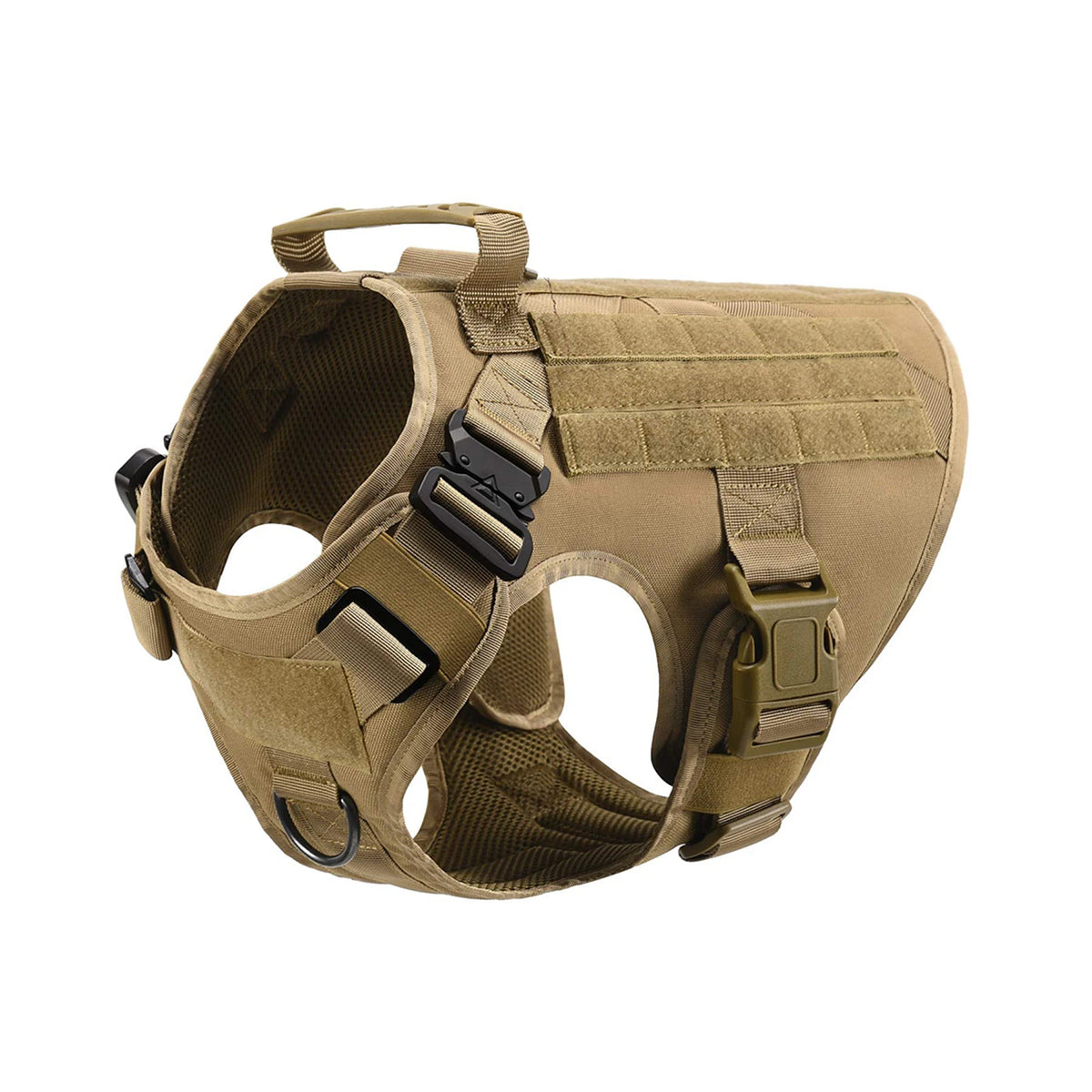 Tactical MOLLE Dog Harness Set with Pouches - Brown Harness