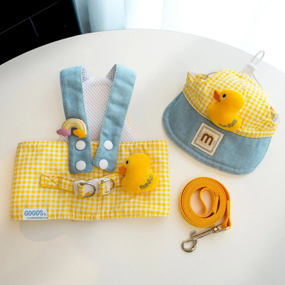 Duck & Frog Character Pet Harness Set - Yellow