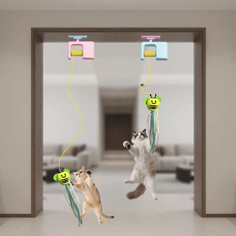 Hanging Door Cat Toy – Automatic Feather String, Rechargeable