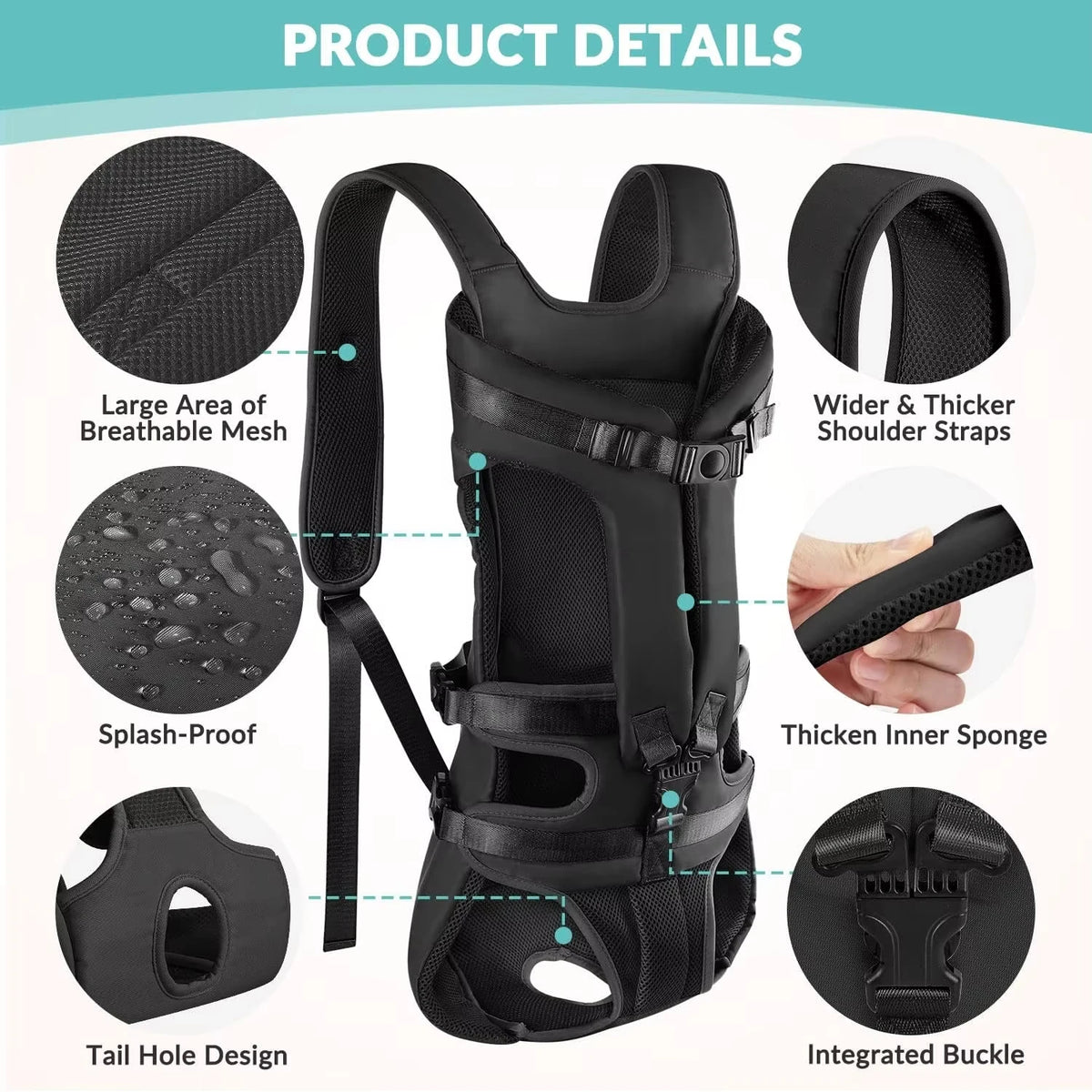 Hands-Free Front Dog Carrier Backpack – Legs-Out & Padded